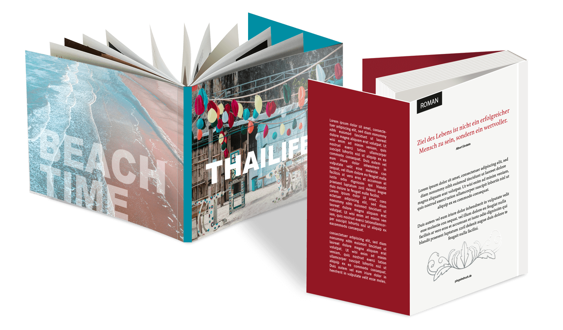 Broschüren mit 6-seitigem Umschlag mit Klebebindung oder Fadenheftung