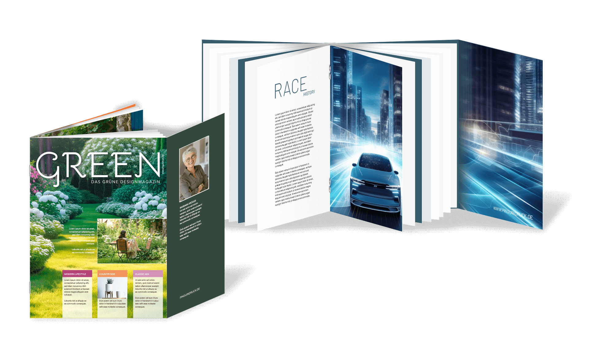 Broschüren mit 6-seitigem Umschlag mit Rückstichheftung