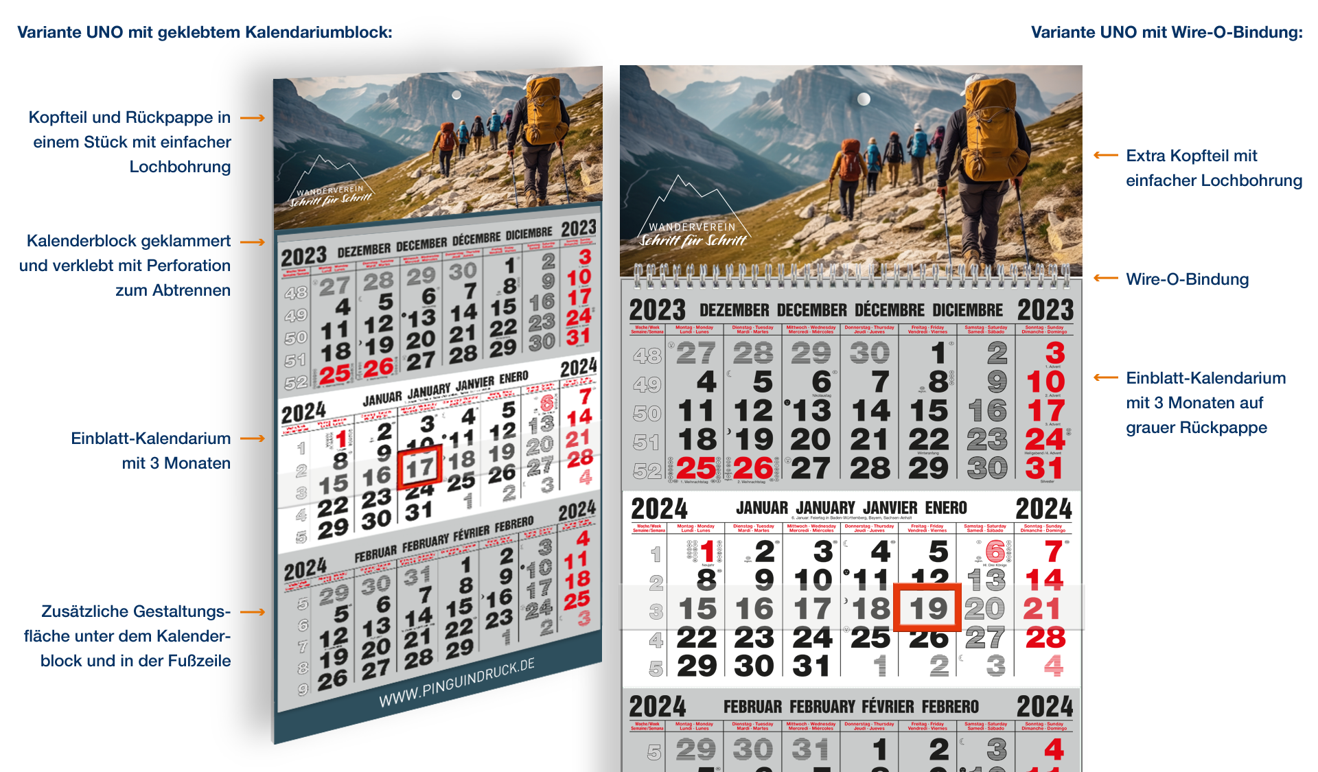 UNO Einblattkalender drucken lassen