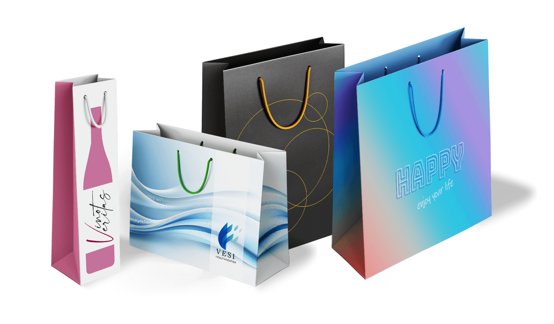 Papiertragetaschen in 6 Formaten bedrucken lassen